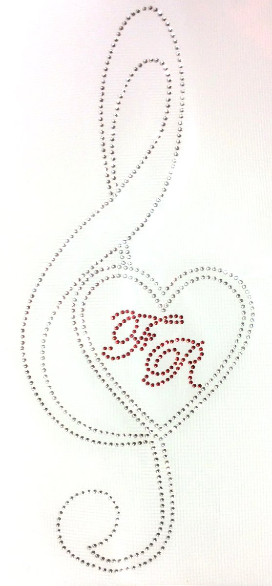 chiave di sol con iniziali strass